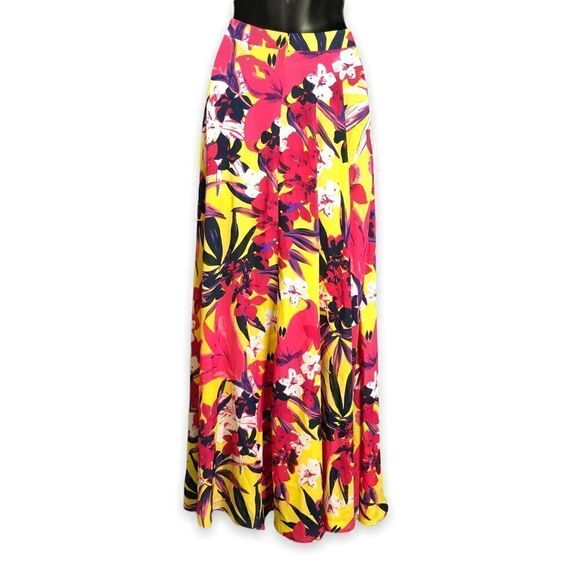 Nadine Merabi Camilla Floral Print Skirt in Pink Yellow Floral Maxi Length - Picture 6 of 10